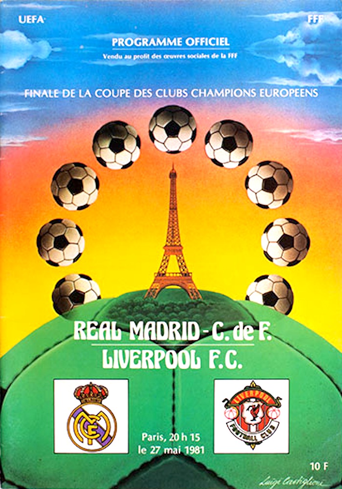 lfc v real madrid paris 1981 programme