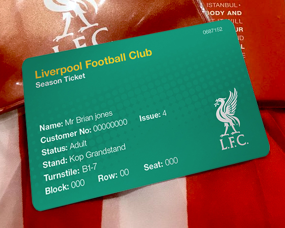 lfc season ticket card 2016-17 green